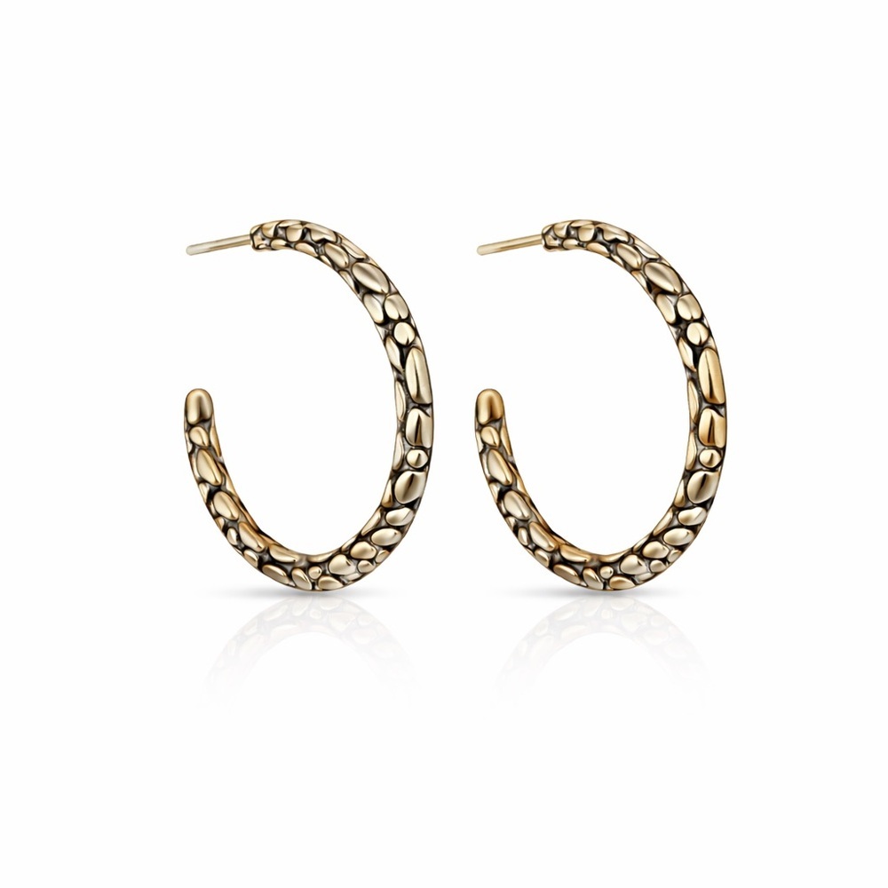 ⚜️ Reptile Textured Gold Hoop Earrings